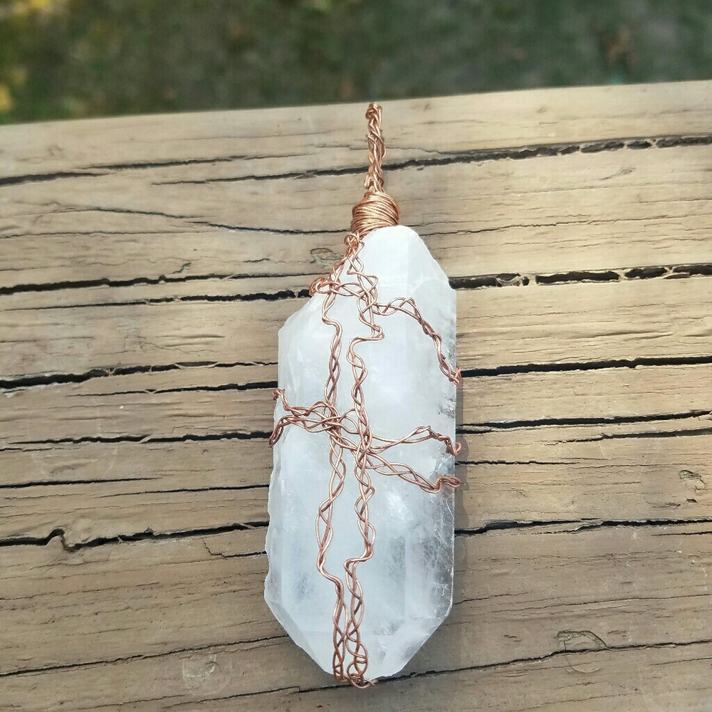 Copper Wire Wrapped Clear Quartz